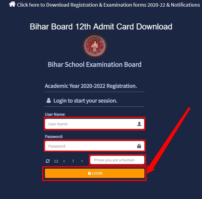 Bihar Board 12th Dummy Admit Card