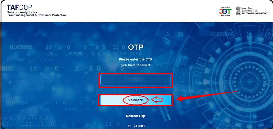 TAFCOP Portal Login Check SIM Active Status tafcop dgtelecom gov in